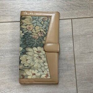 Vintage floral and leather fold wallet